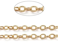 Chaîne ovale texturée 2,5 x 3,5 mm - doré à l'or fin 18 K x 20 cm