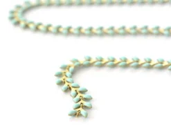 Chaîne épi émaillée bleue turquoise - 50 cm