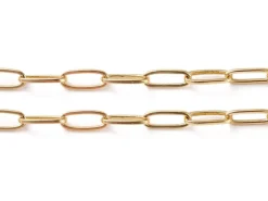 Chaîne trombone - 6 x 2 mm - doré à l'or fin 18K x 20 cm