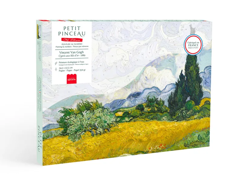 Coffret peinture au numéro - Petit Pinceau - Cyprès aux blés d'or, Vincent Van Gogh