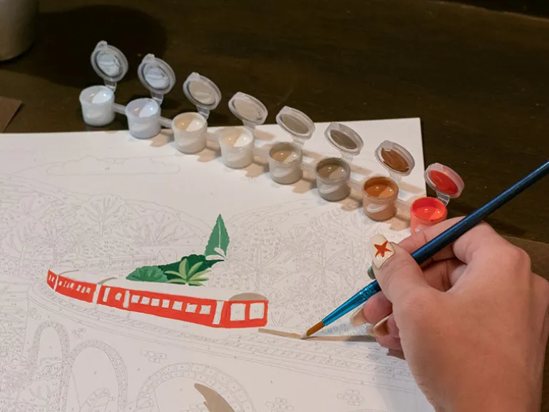 Coffret peinture au numéro - Petit Pinceau - Sri-Lanka Train par Maja Tomljanovic