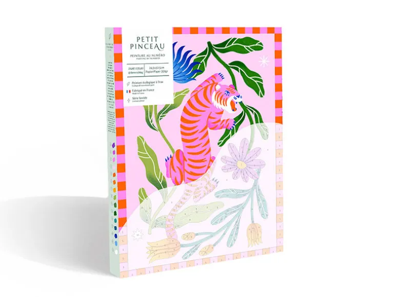 Coffret peinture au numéro - Petit Pinceau - Tigre Fleuri par Limistic