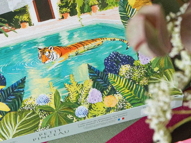 Coffret peinture au numéro - Petit Pinceau - Tiger relaxing in my pool