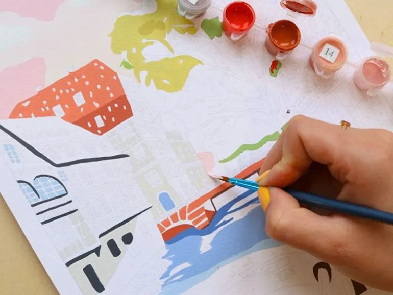Coffret peinture au numéro - Petit Pinceau - La Petite France par Camille Clerc