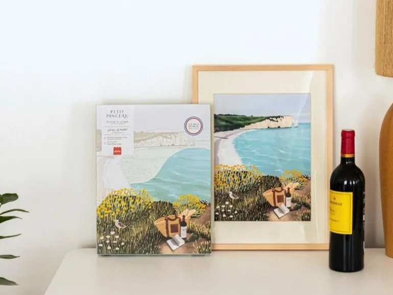 Coffret peinture au numéro - Petit Pinceau - Picnic à Étretat par Ananya Bhandari