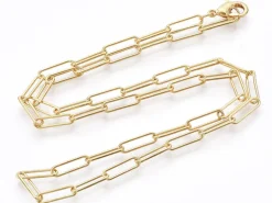 Collier 46 cm - chaîne trombone - doré à l'or fin 18K