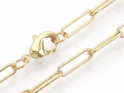 Collier 46 cm - chaîne trombone - doré à l'or fin 18K