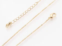 Collier 44,5 cm avec chaîne d'extension - chaîne forçat - doré à l'or fin 18K