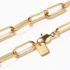Collier chaîne à maillons rectangulaires en laiton doré à l’or fin