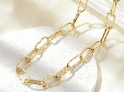 Collier chaîne à maillons texturés en laiton doré à l’or fin – 43,3 cm