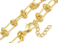 Collier chaîne à nœuds en laiton doré à l’or fin