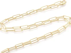 Collier chaîne trombone - 62 cm - 12 x 3,5 - doré à l'or fin 18K