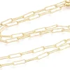 Collier chaîne trombone texturée - 49,5 cm - 11,5 x 3,5 - doré à l'or fin 18K