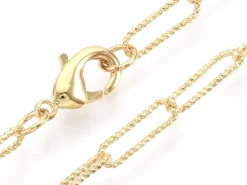 Collier chaîne trombone texturée - 49,5 cm - 11,5 x 3,5 - doré à l'or fin 18K