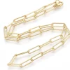 Collier chaîne trombone texturée - 47 cm - 15,5 x 4,5 - doré à l'or fin 18K