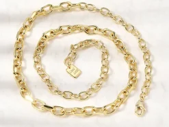 Collier chaîne câble 57,1 cm - laiton doré à l’or fin