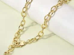 Collier chaîne câble 57,1 cm - laiton doré à l’or fin