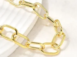 Collier chaîne câble 44 cm - laiton doré à l’or fin