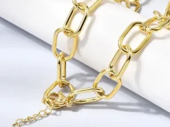 Collier chaîne câble 44 cm - laiton doré à l’or fin