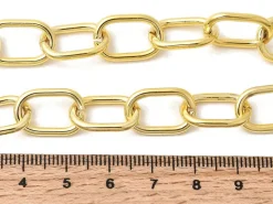 Collier chaîne câble 44 cm - laiton doré à l’or fin