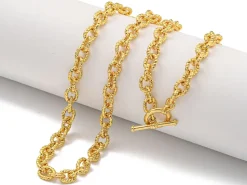Collier chaîne câble en laiton doré à l’or fin
