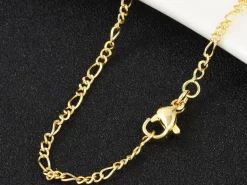 Collier chaîne figaro en laiton doré à l’or fin