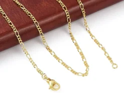 Collier chaîne figaro en laiton doré à l’or fin