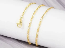 Collier chaîne figaro en laiton doré à l’or fin