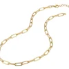 Collier chaîne trombone 41,5 cm - acier inoxydable 304 doré à l’or fin