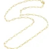 Collier chaîne trombone 44,5 cm - laiton doré à l’or fin