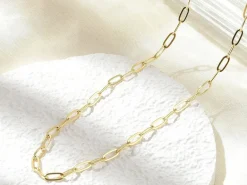 Collier chaîne trombone 44,5 cm - laiton doré à l’or fin
