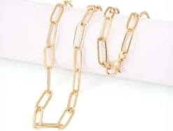 Collier chaîne trombone 45 cm - laiton doré à l’or fin