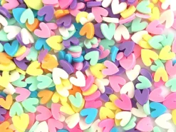 Confettis en pâte polymère - coeurs pastel - 10 grammes