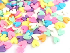 Confettis en pâte polymère - coeurs pastel - 10 grammes