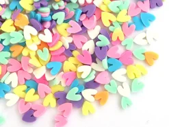 Confettis en pâte polymère - coeurs pastel - 10 grammes