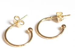 Créoles -15 mm - laiton doré à l'or fin 24K