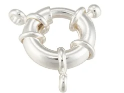 Fermoir à anneau à ressort - 15 x 5 mm - flash argent 925