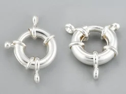 Fermoir à anneau à ressort - 15 x 5 mm - flash argent 925