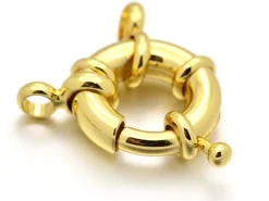 Fermoir à anneau à ressort - 17 x 6 mm - doré à l'or fin 18K