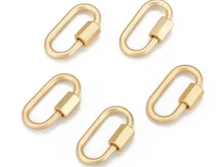Fermoir mousqueton à visser - 20 x 10 mm - doré à l'or fin mat 18 K