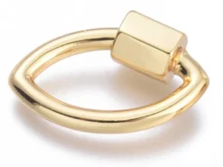 Fermoir mousqueton à visser forme oeil - 19 x 12 mm - doré à l'or fin 18 K