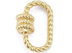Fermoir mousqueton à visser ovale effet corde - 19 x 13 mm - doré