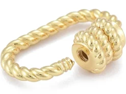 Fermoir mousqueton à visser ovale effet corde - 19 x 13 mm - doré