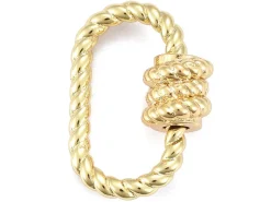 Fermoir mousqueton à visser ovale effet corde - 19 x 13 mm - doré