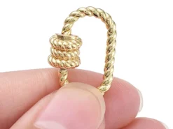 Fermoir mousqueton à visser ovale effet corde - 19 x 13 mm - doré