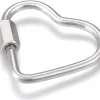Fermoir mousqueton à visser - coeur - 21,5 x 24 mm - acier inoxydable argenté