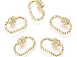 Fermoir mousqueton à visser ovale effet corde - 10 x 14 mm - doré