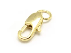 Fermoir mousqueton allongé 11mm avec anneau - doré à l'or fin