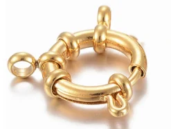 Fermoirs à anneaux à ressort en acier inoxydable 304 - doré - 23 x 14 mm