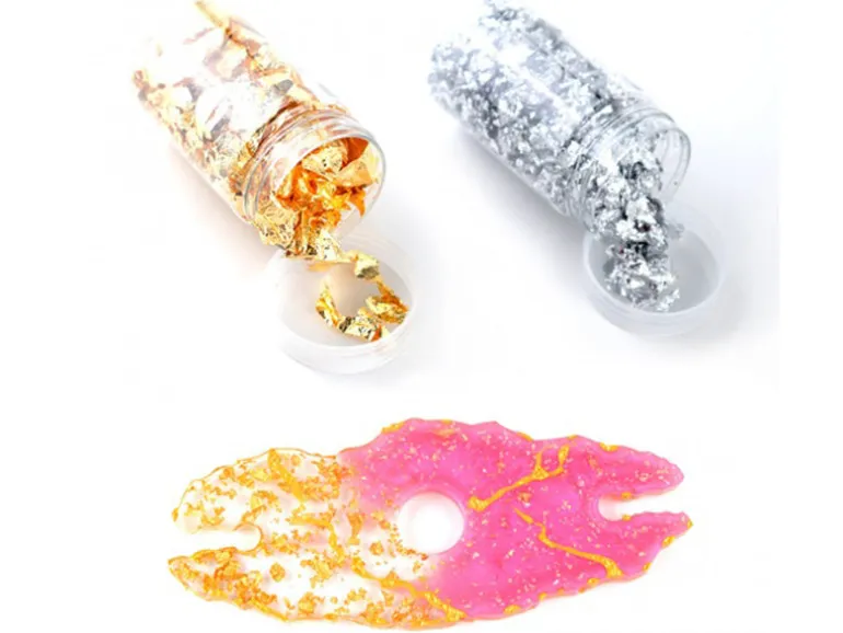 Grande boite de feuilles d'étain pour résine et création de bijoux - Doré
